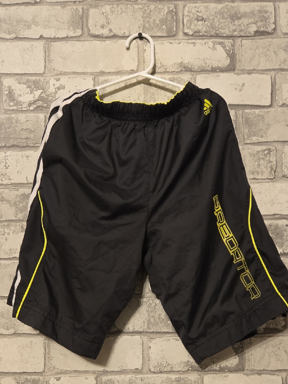 adidas Men’s Black Athletic Shorts with Neon Yellow Accents